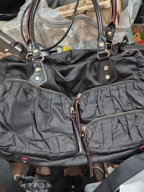MZ Wallace Black Quilted Shoulder Bag with Gold Hardware